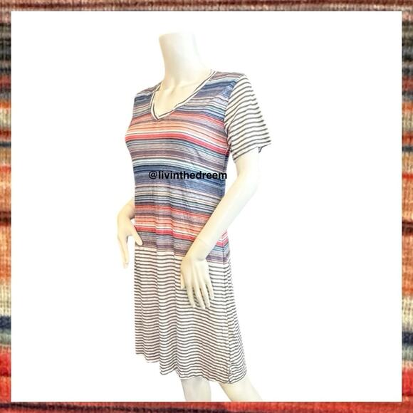 NWT David Cline V-Neck Short Sleeve T-Shirt Dress SZ Small Stripe $119 - Picture 3 of 14